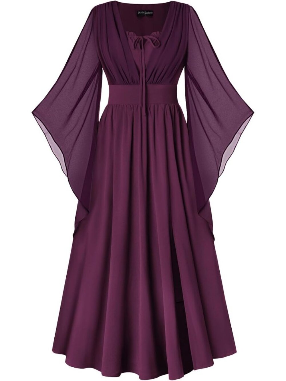 Scarlet Darkness Women Bell Sleeve Fairy Witch Costume Split Maxi Dress-D Purple